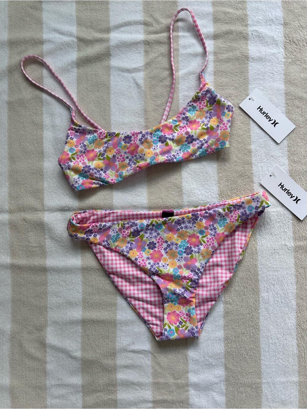 Hurley Floral Pink Reversible Women's Bikini Set